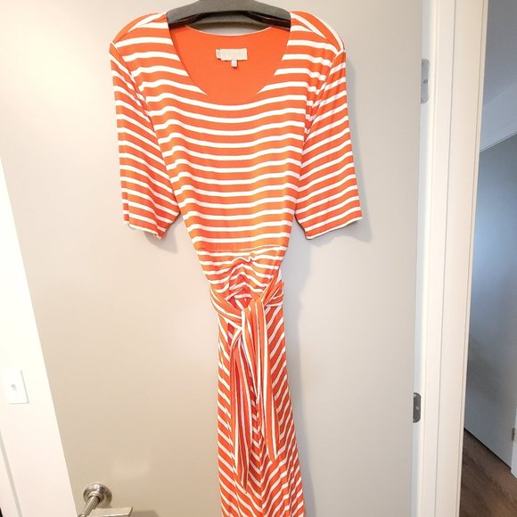 Hobbs - Bayview Dress - Orange strip. Pre Loved - Size 14 - Picture 3 of 4